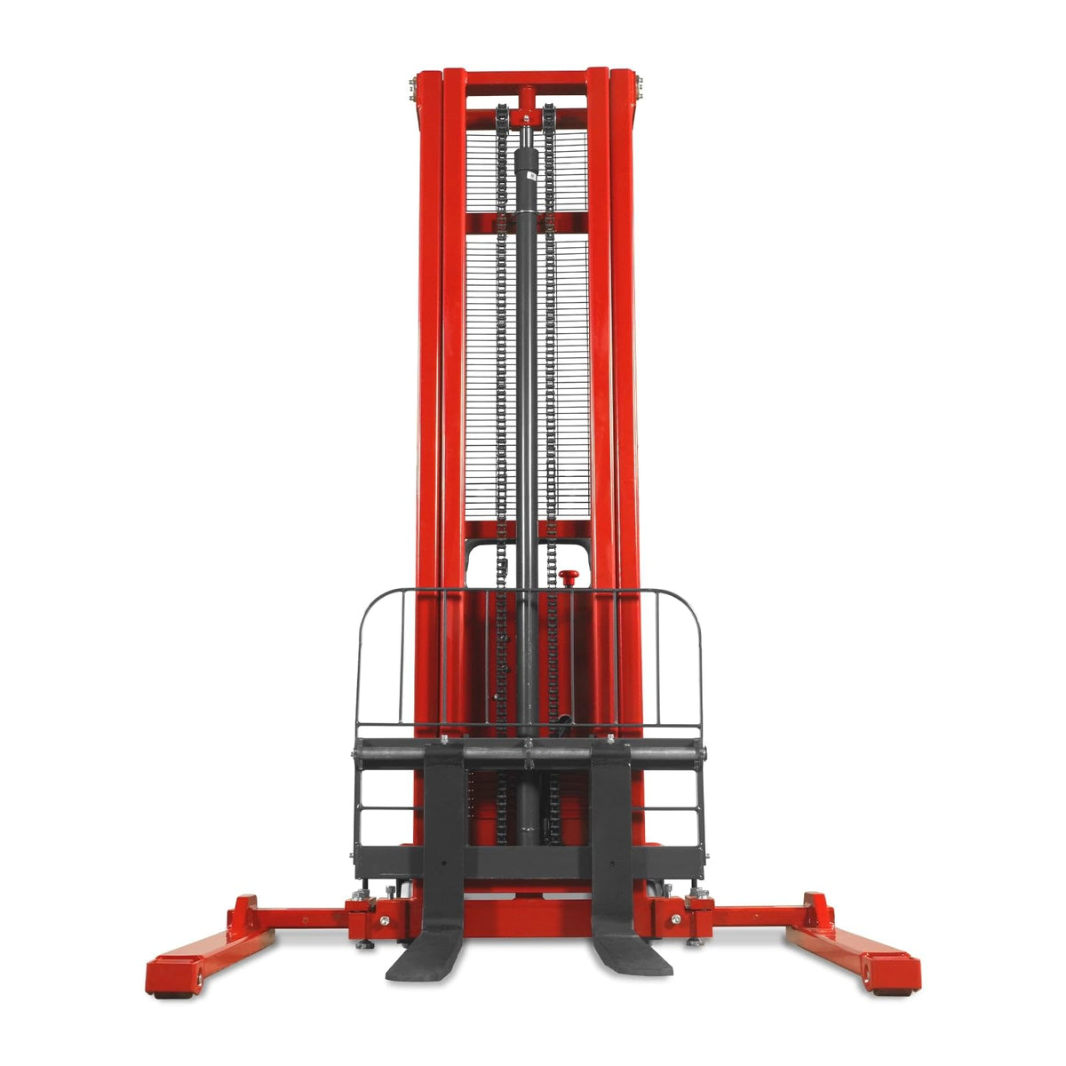 MechMaxx 3300lbs Semi-Electric Straddle Stacker, 138" Lift, Adjustable Legs & Forks, Model S33-138S