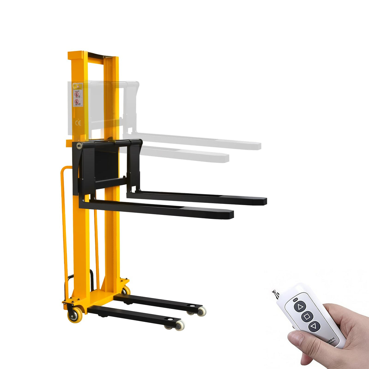 Electric Pallet Stacker Electric Forklift Capable of Boarding Trucks Pallet Lift 1300lbs Capacity 63" Lifting Height Material Lift with Fixed Legs