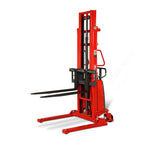 MechMaxx 3300lbs Semi-Electric Straddle Stacker, 118" Lift, Adjustable Legs & Forks, Model S33-118S