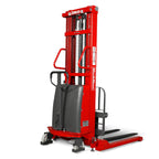 MechMaxx 3300lbs Semi-Electric Straddle Stacker, 118" Lift, Adjustable Legs & Forks, Model S33-118S