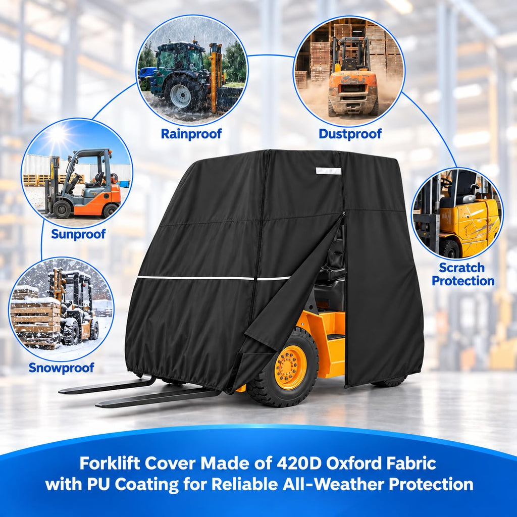 Forklift Cover for AAA, Waterproof Outdoor Forklift Protective Cover, 420D Oxford Fork Truck Rain Cover for Storage and All Weather Protection