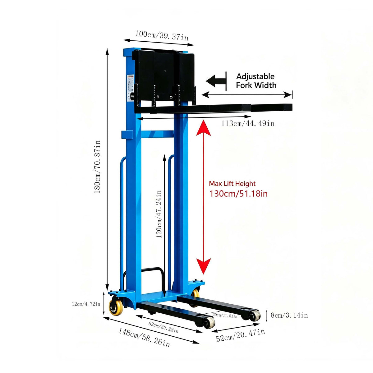 Semi Electric Pallet Stacker Forklift, Hydraulic Portable Material Lift