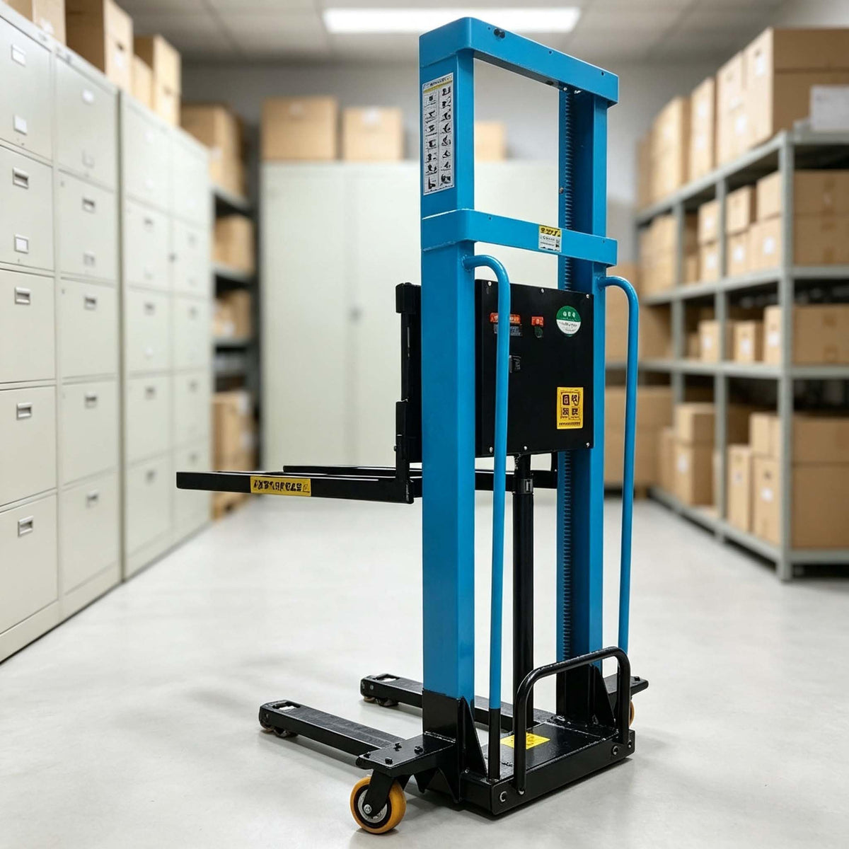 Semi Electric Pallet Stacker Forklift, Hydraulic Portable Material Lift