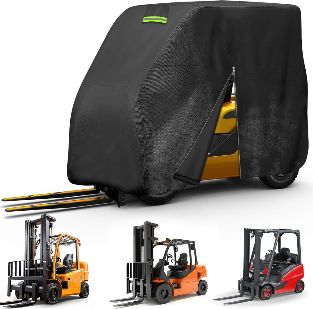Forklift Cover for Outdoor Storage for Jungheinrich EFG 213 2003–2020, Full-Cover Forklift Truck Protector with Zippered Side Access and Reflective Strips
