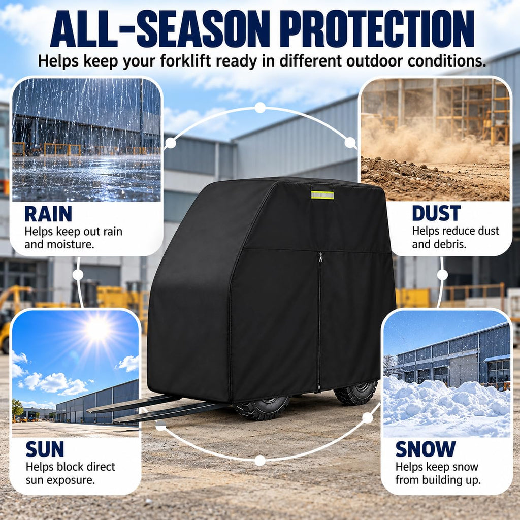Forklift Cover for Raymond Counterbalanced 4260, Waterproof Outdoor Forklift Truck Storage Cover, Dust Protection with Zippered Door and Reflective Strips