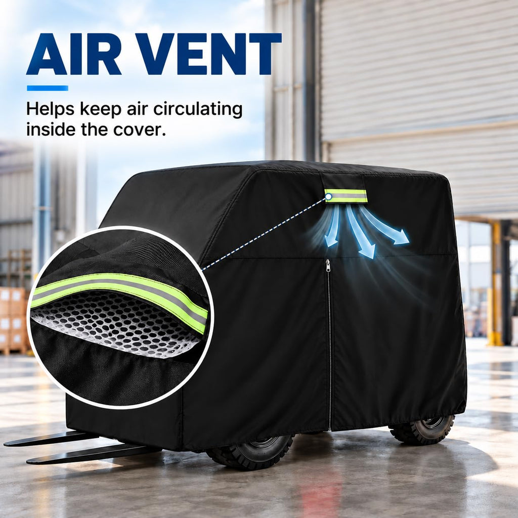 Forklift Cover for Hyster UT-Series H80-100UT H80-100UT, Waterproof Outdoor Forklift Truck Storage Cover, Dust Protection with Zippered Door and Reflective Strips