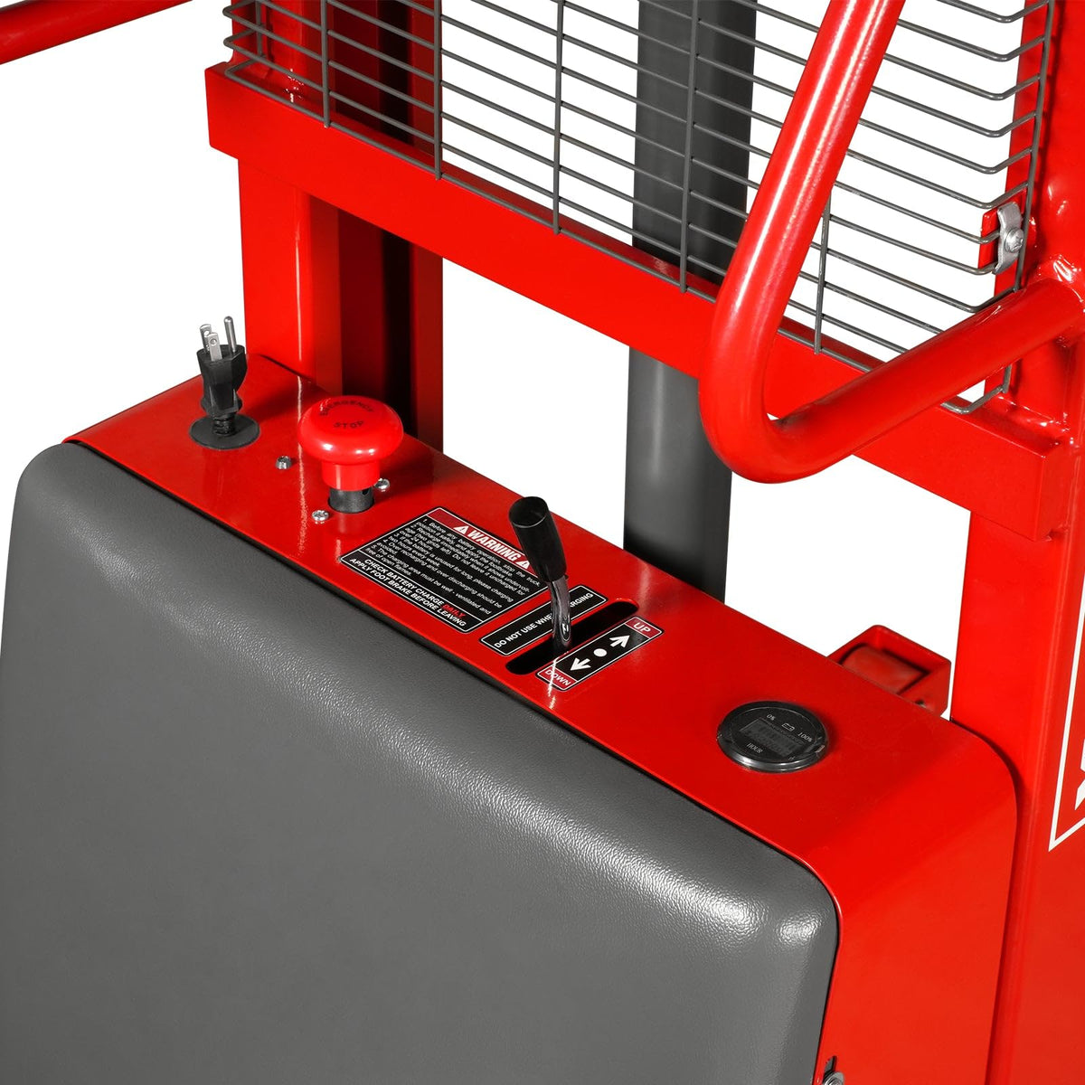 MechMaxx 3300lbs Semi-Electric Straddle Stacker, 138" Lift, Adjustable Legs & Forks, Model S33-138S