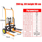Manual Forklift - Hydraulic Pallet Truck with PU Wheels, Compact Steel Forklift, Industrial and Commercial Use(200kg-90cm)