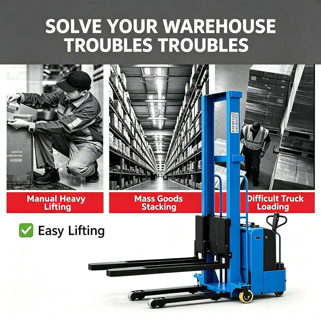 Semi Electric Pallet Stacker Forklift, Hydraulic Portable Material Lift