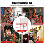 MAXSA Heavy-Duty Forklift Safety Cage – 43"x45" 1800 lbs Capacity 2-Man Aerial Work Platform with Harness, Lock & Wheels – Collapsible Steel Basket, Round Tube (Red)